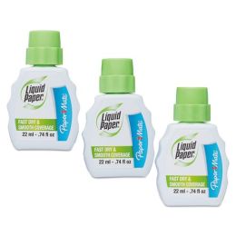 Paper Mate Liquid Paper Fast Dry Correction Fluid, 22 ml Bottle, White, 3/Pack