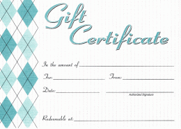 GFTCRD Gift Certificates Book 1-Part