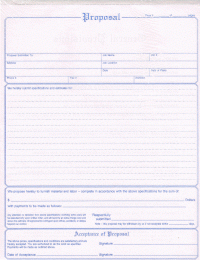 Adams NC3819 Contractors Proposals Form - 3 Part