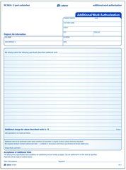 Adams NC3824 Additional Work Authorization Forms - 3 Part