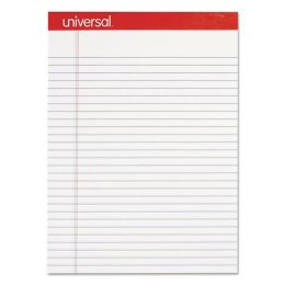 Universal Perforated Writing Pads, Wide/Legal Rule, 8.5 x 11.75, White, 50 Sheets, Dozen