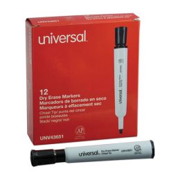 Universal Dry Erase Marker, Broad Chisel Tip, Black, Dozen