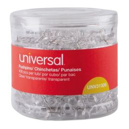 Universal Clear Push Pins, Plastic, 3/8, 400/Pack