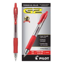 G2 Premium Retractable Gel Pen, 0.5 mm, Red Ink, Smoke Barrel, Dozen in Box