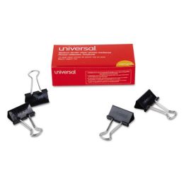 Universal Binder Clips, Medium, Black/Silver, Dozen