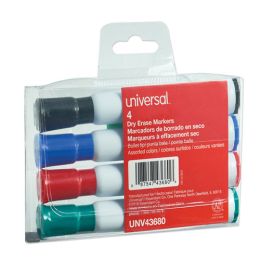 Universal Dry Erase Marker, Medium Bullet Tip, Assorted Colors, 4/Set