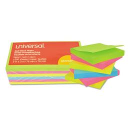 Universal Self-Stick Note Pads, 3 x 3, Assorted Neon Colors, 100-Sheet, 12/Pack