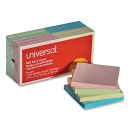 Universal Self-Stick Note Pads, 3 x 3, Assorted Pastel Colors, 100-Sheet, 12/Pack