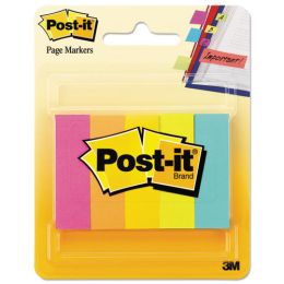Post-it Page Flag Markers, Assorted Brights, 100 Strips/Pad, 5 Pads/Pack