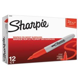 Sharpie Super Permanent Marker, Fine Bullet Tip, Red, Dozen